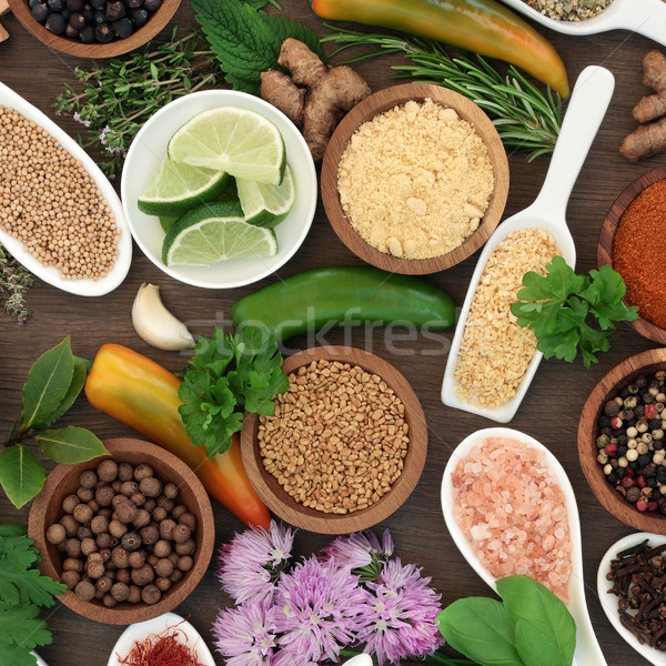 Gasztronómiai gyógynövény fűszer virág étel gyümölcs Stock fotó © marilyna