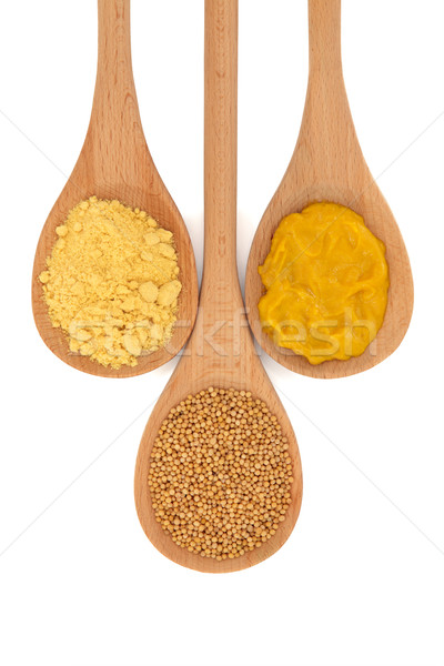 Moutarde poudre semences bois isolé [[stock_photo]] © marilyna