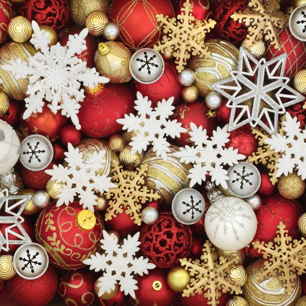 Stock foto: Weihnachten · Spielerei · Dekorationen · weiß · Gold · Schneeflocken