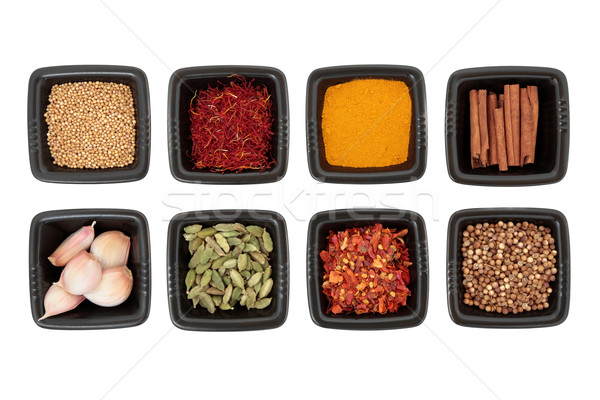 Specerijen Spice collectie koriander mosterd zaad Stockfoto © marilyna