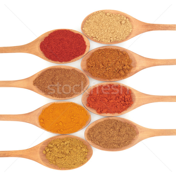 Foto stock: Tempero · páprica · misto · quente · caril · pó