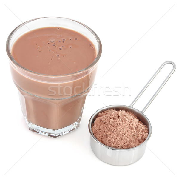 Ciocolată proteina praf bea metal Imagine de stoc © marilyna