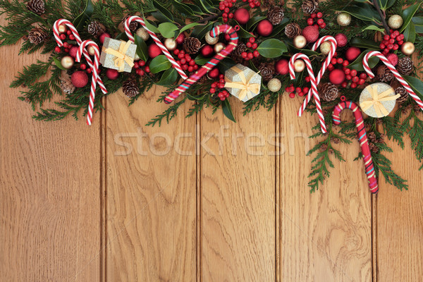 Natale confine rosso oro gingillo decorazioni Foto d'archivio © marilyna