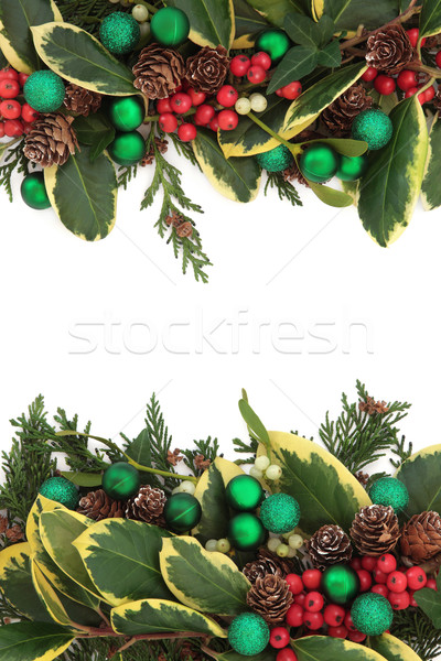 Natale tempo confine verde gingillo decorazioni Foto d'archivio © marilyna