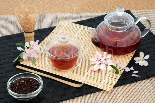 Groene takje thee japans glas Stockfoto © marilyna