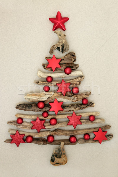 抽象的な 流木 クリスマスツリー 赤 安物の宝石 星 ストックフォト © marilyna