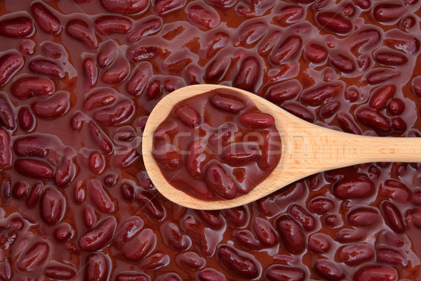 Riñón frijoles chile salsa cuchara de madera fondo Foto stock © marilyna