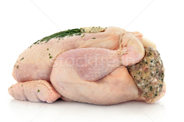 Kip vulling ruw vlees salie ui Stockfoto © marilyna