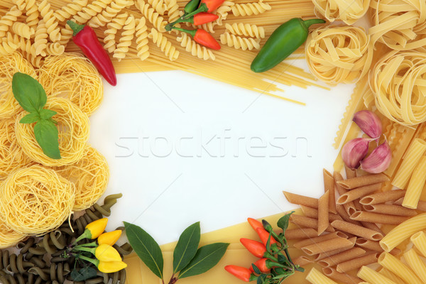 Pasta Herb and Spice Border Stock photo © marilyna
