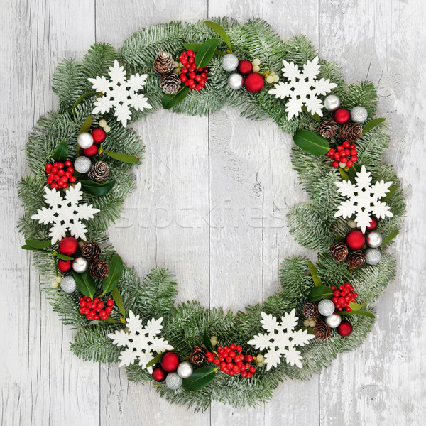 Stock photo: Christmas Snowflake Wreath