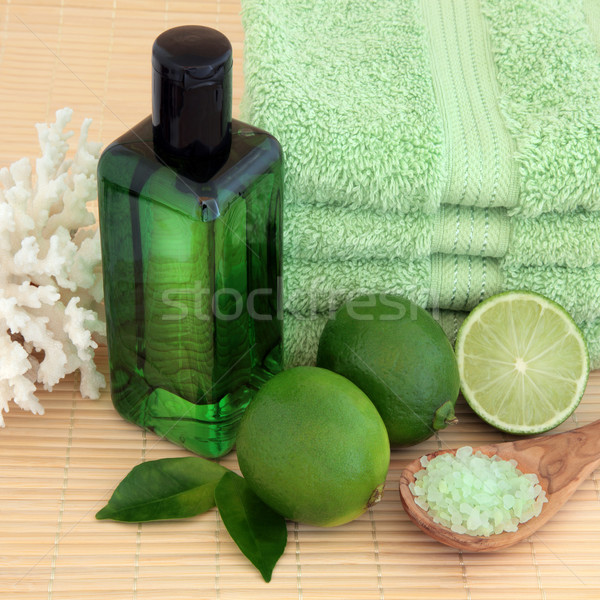 Kalk Obst spa Zubehör grünen Handtücher Stock foto © marilyna