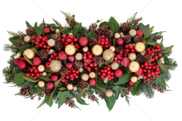 Stockfoto: Christmas · decoratief · display · Rood · goud · snuisterij