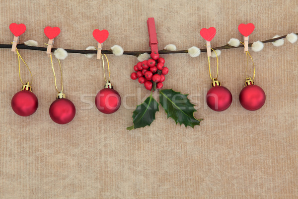 Christmas Rood snuisterij decoraties opknoping pussy Stockfoto © marilyna