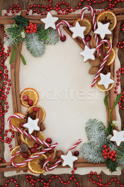 Christmas abstract voedsel grens kaneel snoep Stockfoto © marilyna