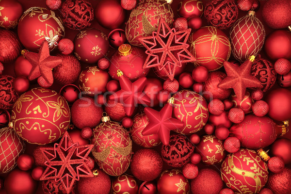 Natal vermelho bugiganga decorações fundo inverno Foto stock © marilyna