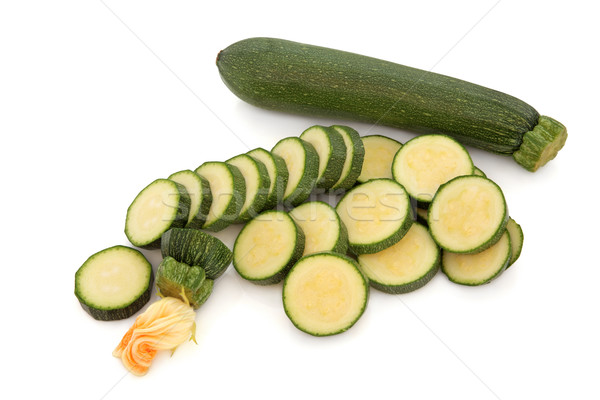 Zucchini Zucchini Gemüse ganze geschnitten Blume Stock foto © marilyna