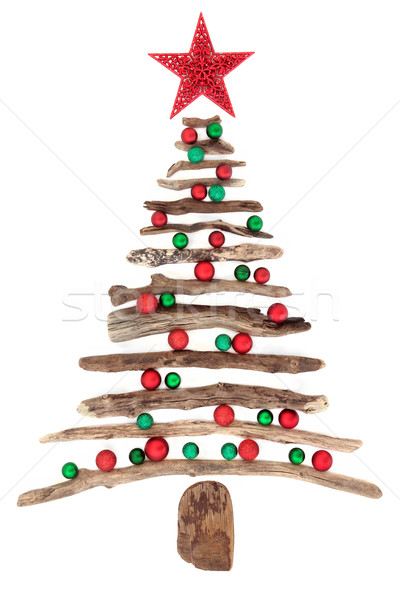 流木 クリスマスツリー 星 赤 緑 安物の宝石 ストックフォト © marilyna
