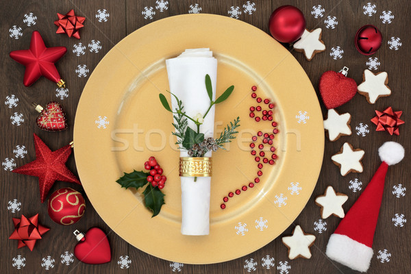 Christmas Dinner Table Setting Stock photo © marilyna