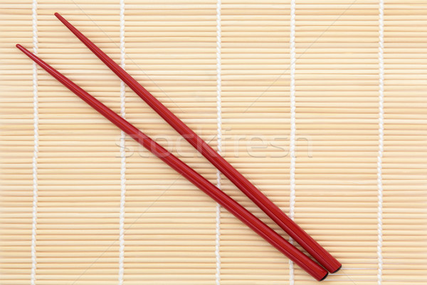 Essstäbchen rot Bambus Hintergrund asian chinesisch Stock foto © marilyna