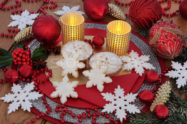 Foto d'archivio: Pan · di · zenzero · biscotti · torte · Natale · fiocco · di · neve · candele