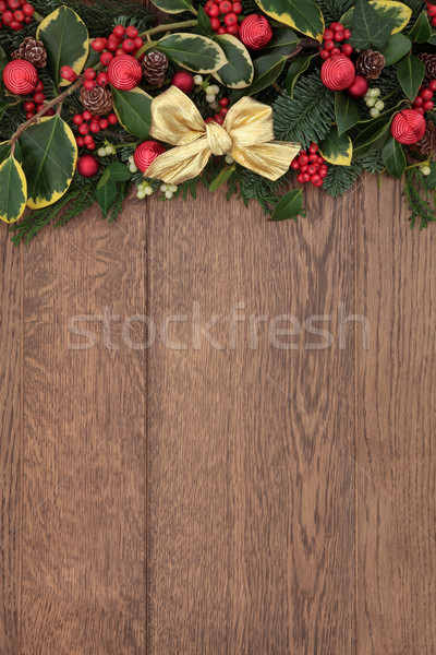 Fronteira natal vermelho bugiganga decorações Foto stock © marilyna