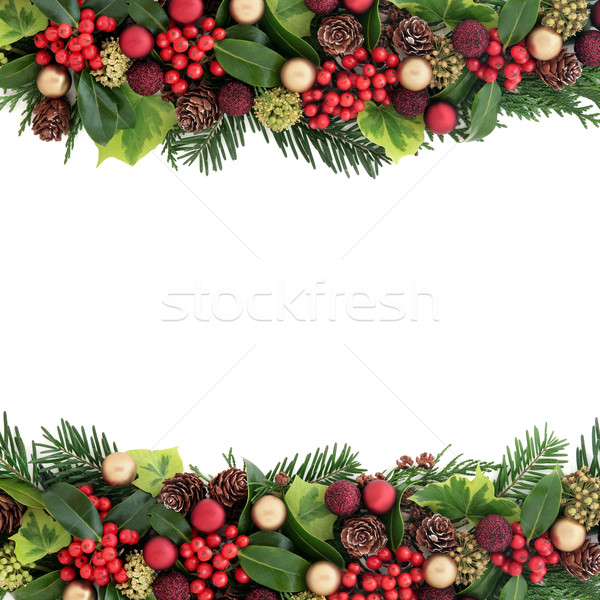 Decorativo Natale confine rosso oro gingillo Foto d'archivio © marilyna