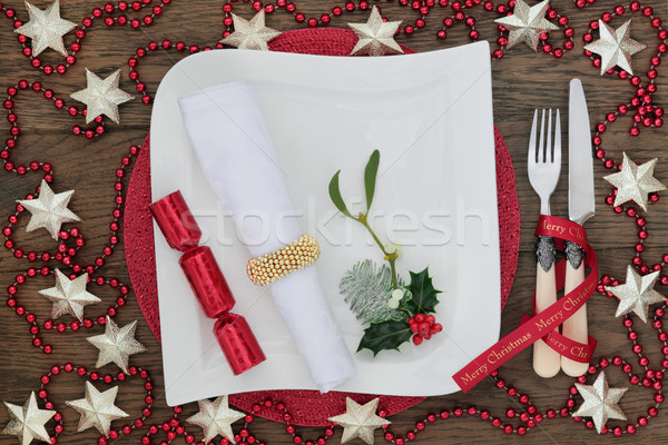 Christmas plaats stilleven tafel witte porselein Stockfoto © marilyna