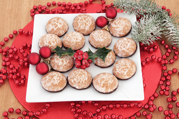 Peperkoek biscuits christmas Rood snuisterij decoraties Stockfoto © marilyna