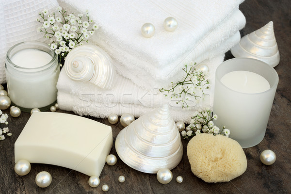 Test törődés termékek fehér fürdőszoba kellékek Stock fotó © marilyna