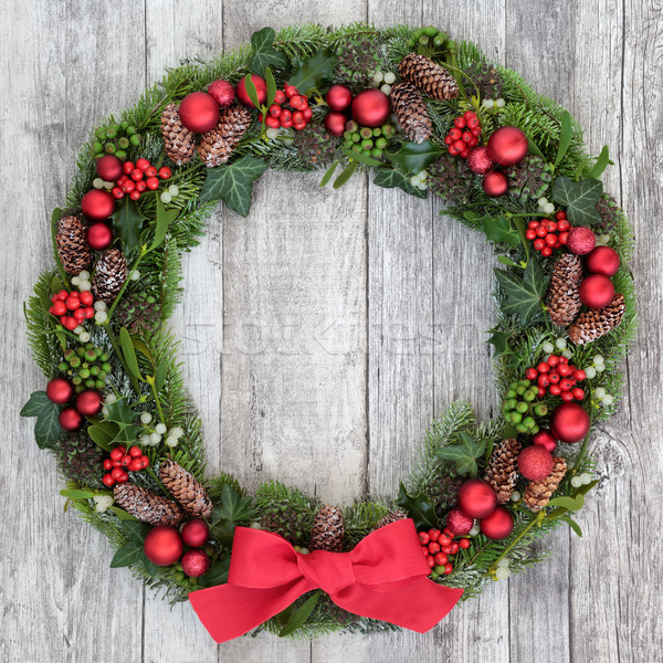 Foto stock: Decorativo · Navidad · corona · rojo · arco · chuchería