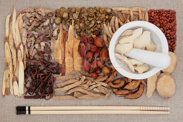 Traditioneel chinese geneeskunde chinese ingrediënten eetstokjes Stockfoto © marilyna
