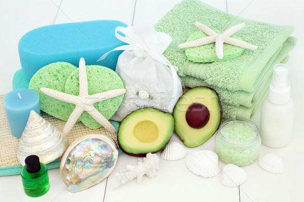 Bőrápolás fürdő szépségápolás termékek avokádó fürdőkád Stock fotó © marilyna