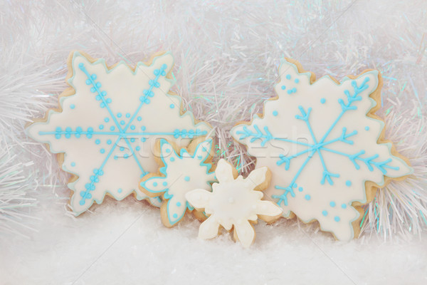 Peperkoek sneeuwvlok biscuits christmas sneeuw decoratief Stockfoto © marilyna