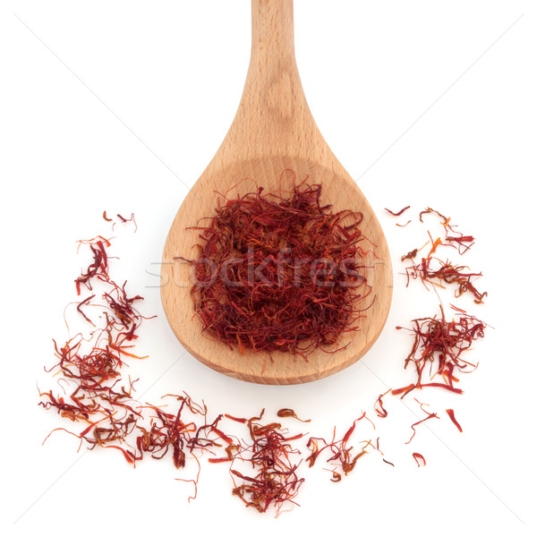 Azafrán especias cuchara de madera rojo blanco cocina Foto stock © marilyna