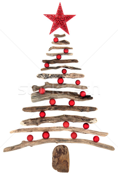 抽象的な 流木 クリスマスツリー 赤 星 安物の宝石 ストックフォト © marilyna