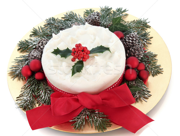 Natal bolo açúcar de confeiteiro neve coberto Foto stock © marilyna