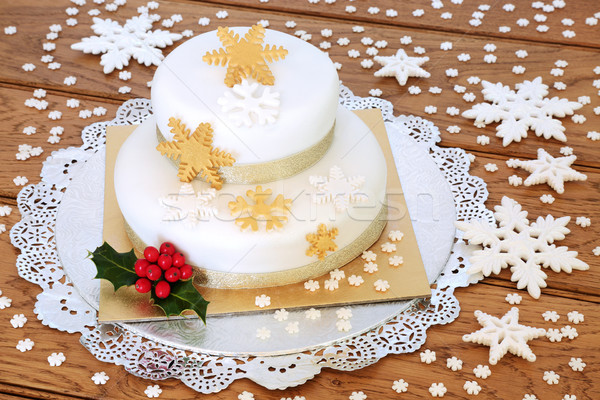 Luxus karácsony torta kettő jeges rétegek Stock fotó © marilyna