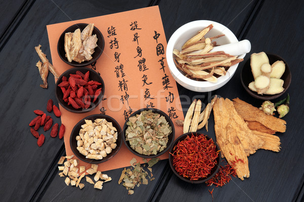 Kínai orvoslás kínai gyógynövény mandarin kalligráfia kézírás Stock fotó © marilyna