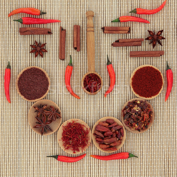 Red Chilli Peppers and Spices Stock photo © marilyna