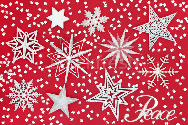 Christmas Peace Sign with Stars and Snowflakes Stock photo © marilyna