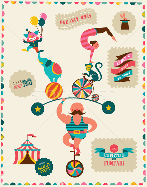 Stock photo: vintage poster with carnival, fun fair, circus vector background 