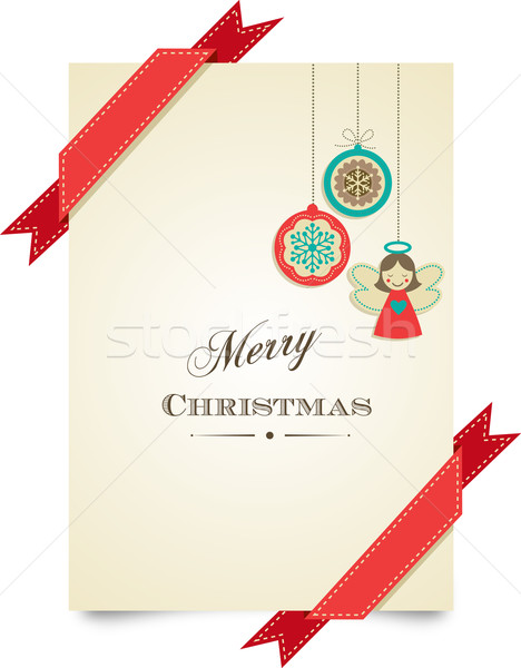 [[stock_photo]]: Noël · vintage · carte · de · vœux · ornements · résumé