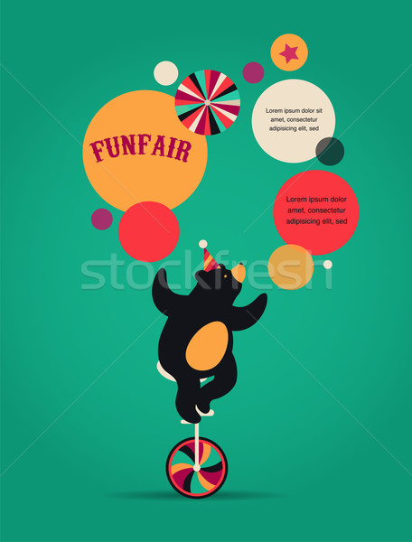 vintage circus poster, background with bear, fun fair, and vector icons  Stock photo © marish