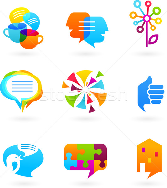 Collection of social media and network icons Stock photo © marish