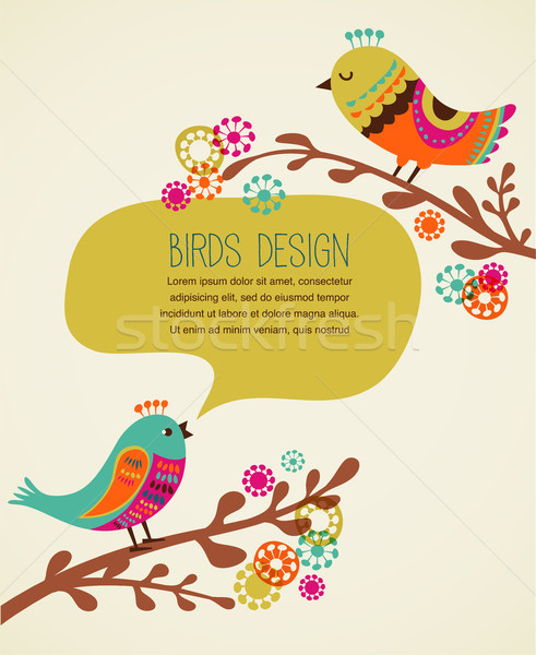 colorful background with cute decorative birds Stock photo © marish