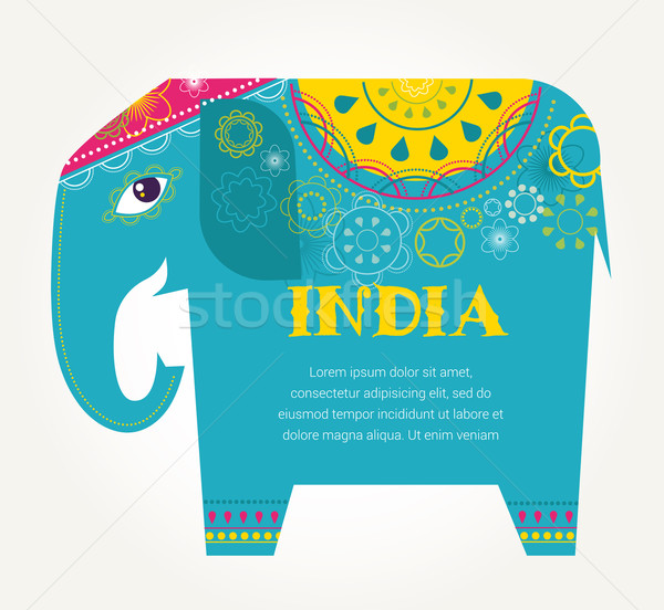 India - background with patterned elephant Stock photo © marish