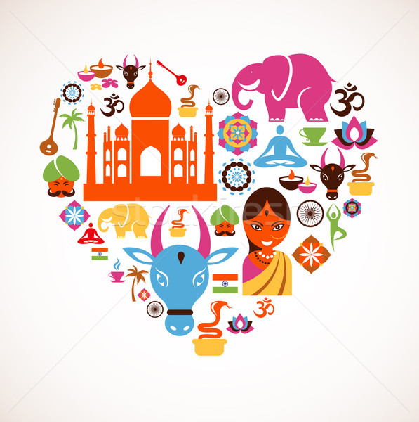 Heart with India vector icons Stock photo © marish