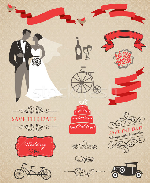 Bruiloft vector ingesteld grafische communie vintage Stockfoto © marish