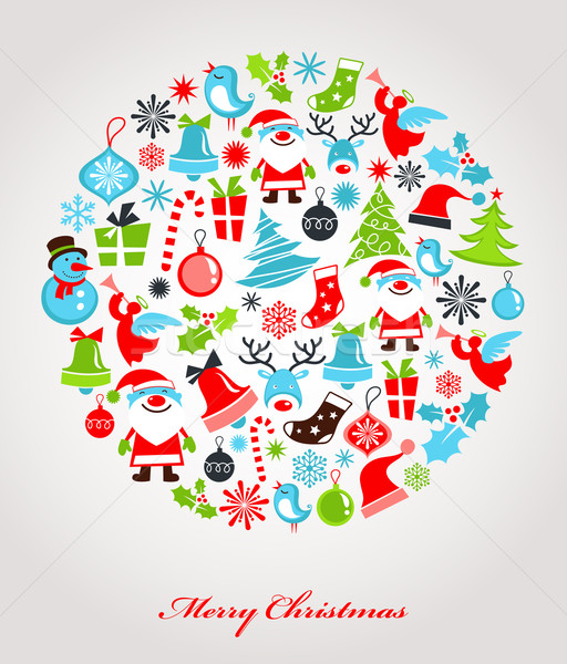 Christmas background with set of icons Stock photo © marish