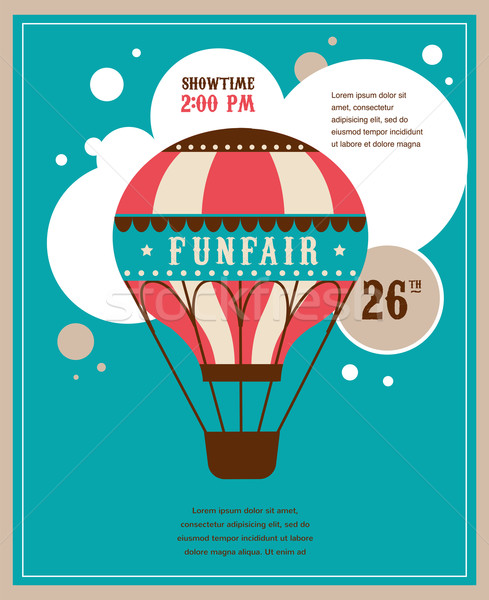 vintage poster with vintage air balloon, fun fair, circus vector background  Stock photo © marish